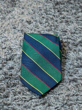Stafford Executive Silk Tie Classic Green & Navy Geometric Pattern Luxury Silk